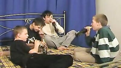 Four Young Studs Gay Orgy: The Ultimate After-School Fun
