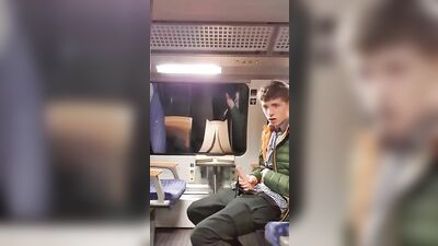 Boys Gay Porn Fun on the Train - Blond Big Cocks