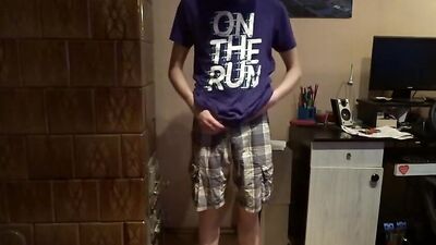 Kinky boy cant get enough! Sexy boy puts bottle up his ass!