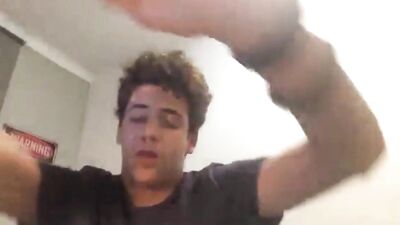 Young Jock Jerks & Sucks Cum in Webcam Show