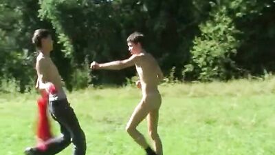Naked Lad Hazing the Suited Straight Boys in Public!