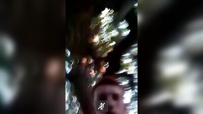 Ginger jerks outdoors for mistresss pleasure