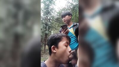 Three Chinese Friends Outside: Amateur Oral Fun in the Park!