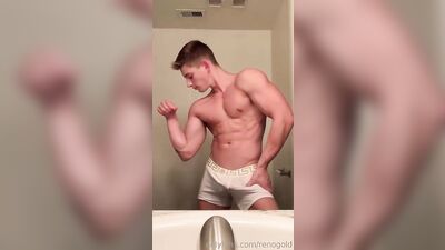 Mirror Muscle Twunk - Flexing and Jerking Off