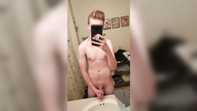 Mirror Wank Cum Phone Record Amateur Solo Sink Porn Video!