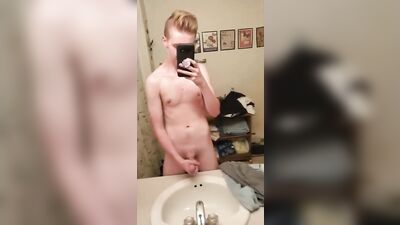 Mirror Wank Cum Phone Record Amateur Solo Sink Porn Video!