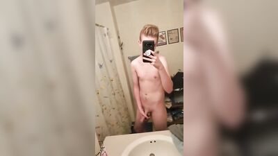 Mirror Wank Cum Phone Record Amateur Solo Sink Porn Video!