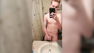 Mirror Wank Cum Phone Record Amateur Solo Sink Porn Video!