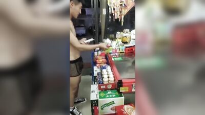 Asian Shopping Slut Goes Wild in the Aisles! (Gay Porn)