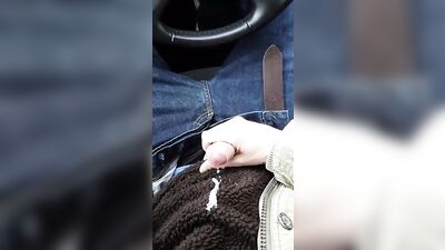 Twink cumming in the car messy boy