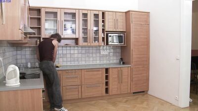 Threesome Kitchen: Gay Boys Bareback BB Fucking Cum Dildo Orgies!