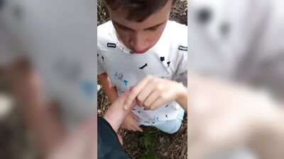 Forest Public Cum Swallow - Hot Teen Sucks His Friends Cock!