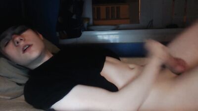 Chubby cutie jerks off with big balls and a thick dick!