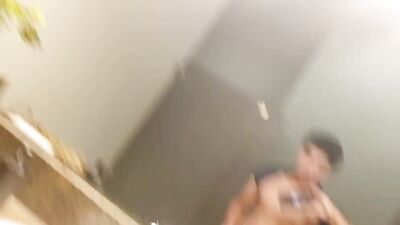 Latino mirror jerk and cum