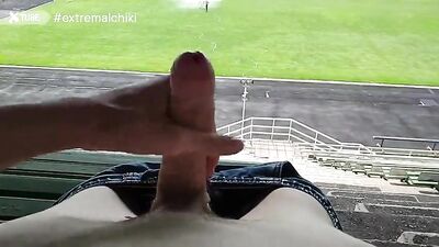 Baseball Stadium Slim Jerk Twink Porn: Public Outside Sexy Adventure