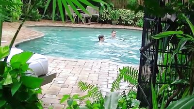 Gay Porn Twinks in Pool Party Bareback Group Sex