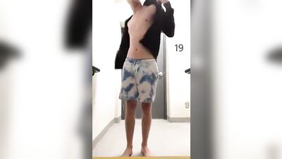 Jerking and Cumming in Apartment Block Corridor - Exhibitionist Young Guys New Adventure!