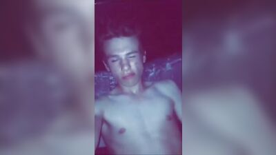 Horny twink stroking his cock