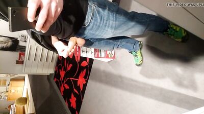 Boys porn getting his cock out in furniture shop