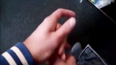 Pubic library wank and cumshot