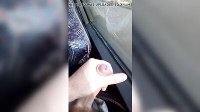 Cumming on the bus window
