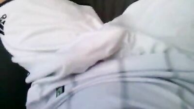 In white Adidas jerking off boys porn