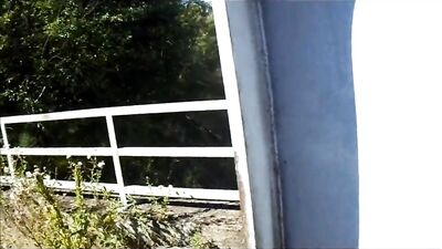 Jerking off nude in site of traffic