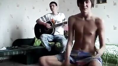 Nice boy sings in underwear
