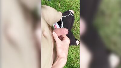 Teen wanking outdoors