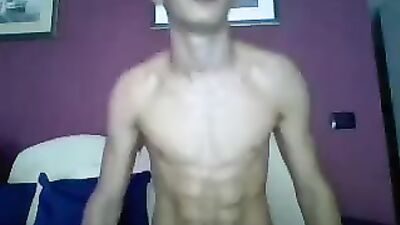 Jerking Italian Stallion - Six Pack Solo Web-Cam Show!