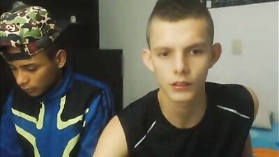 Latino Web-Cam Cum Shots: Two Smooth Teen Boys Masturbate and Cum!