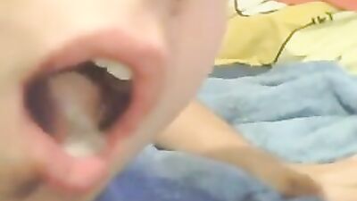 Gay Porn Cumming in own Mouth ^