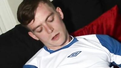 Stroking my big cock until I cum everywhere in sports gear