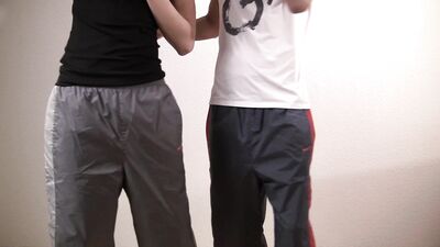 Boys Dancing in Shiny Nike Trackies and Adidas Shorts - Amateur Fetish ===================================================================