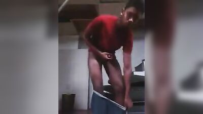 Black teen jerks off in the basement again! - Cum Shots