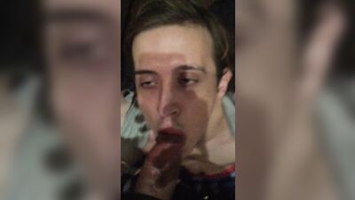 Young buck sucks black studs dick and gets facial creampie!