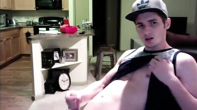 College Muscle Twink Jacking His Huge Cock on GayBoysCam.com!