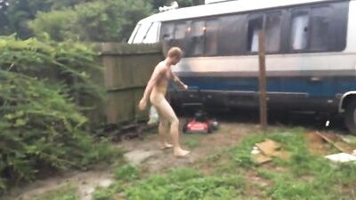 Ginger Mowers Backyard Revamped: Amateur Public Outdoor Gay Porn!