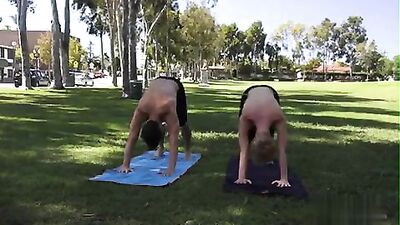 Hot boys having fun after yoga