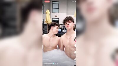 Pierre boo in hot tub public built body