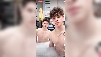 Pierre boo in hot tub public built body