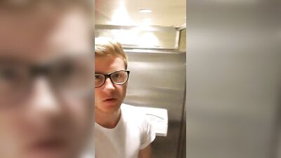 Cumming hard in public toilet gay porn video