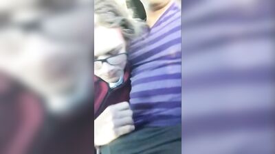 Sexy nerdy sucks in car