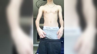 Skinny boys gay porn jerks off and cums