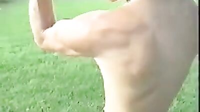 Blond Muscleboy Flexes for Admiring Worshipers!