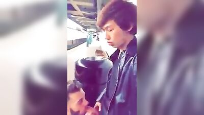 Asian Train Station Action Sucking: A sexy new gay porn video with a twist!