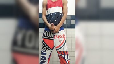 Big Cocks Cum Shots Latino: Bustin Off in the Bathroom!