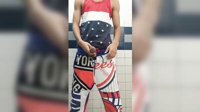 Big Cocks Cum Shots Latino: Bustin Off in the Bathroom!