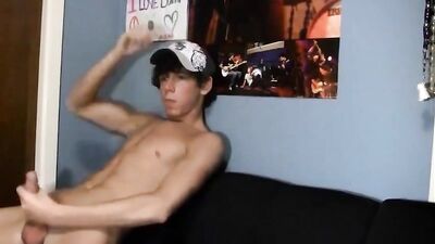 Sweet young stud pleasures big dicks and explodes with cum!