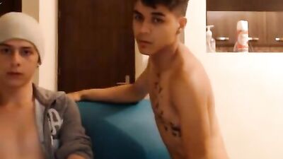 Two Cute Teen Boys Suck and Play with Their Horny Buddy on Cam!